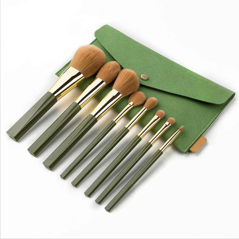 Maquillage Brosse Ensemble Doux 8 Vert Shimmering Brosses