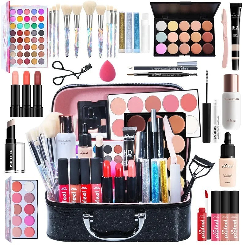 Ensemble complet de maquillage de cosmétiques pour débutants, coffret cadeau de maquillage léger pour étudiant novice