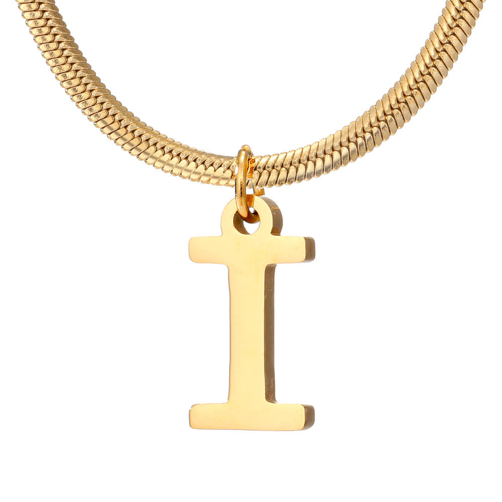 Acier inoxydable 26 lettres anglais pendentif plat serpent os collier