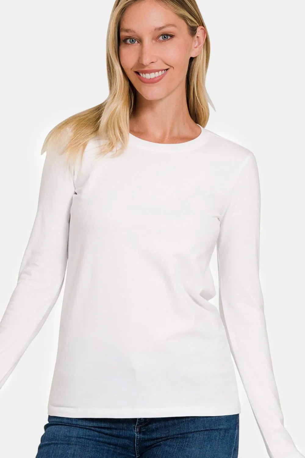 Zenana Full Size Solid Color Round Neck Long Sleeve T-Shirt